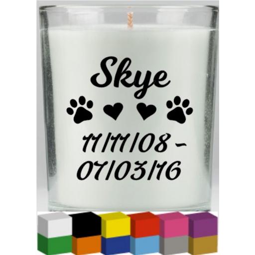 Pet Memorial Personalised Candle Decal / Sticker / Graphic