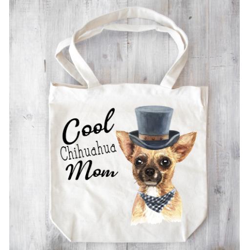 Cool Chihuahua Mom printed Tote bag
