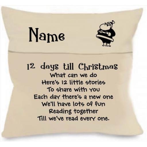 12 Days till Christmas Cushion Cover with Pocket Personalised