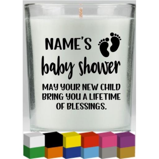 Baby Shower Personalised Candle Decal / Sticker / Graphic