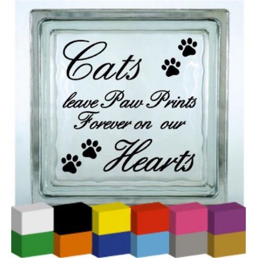 Cats leave Paw Prints Vinyl Glass Block Decal / Sticker/ Graphic