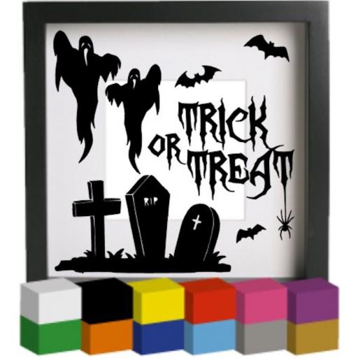 Trick or Treat V3 Halloween Vinyl Glass Block Decal / Sticker / Graphic
