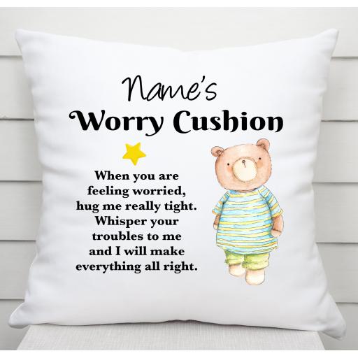 Worry Cushion Cover Teddy Bear Design Personalised