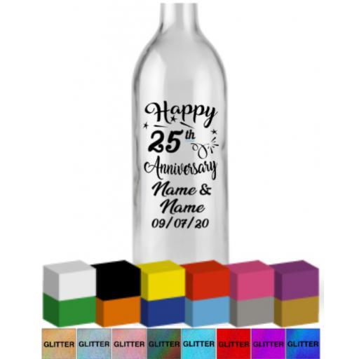 Happy Number Anniversary Personalised Bottle Vinyl Decal / Sticker / Graphic