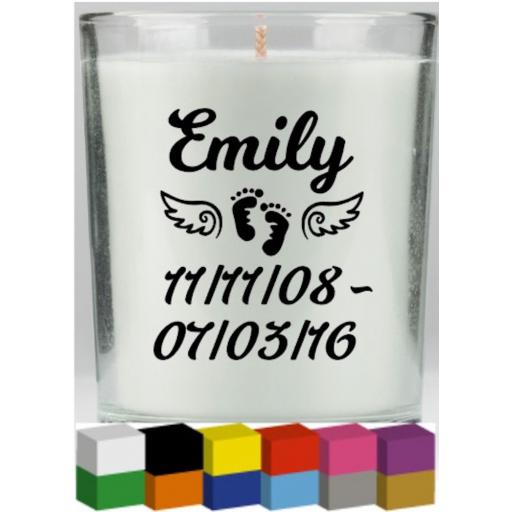 Baby Memorial Personalised Candle Decal / Sticker / Graphic