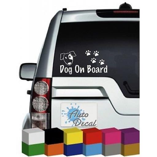 Dog On Board Novelty Vinyl Window Car Bumper, Decal / Sticker / Graphic