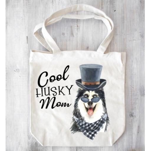 Cool Husky Mom printed Tote bag