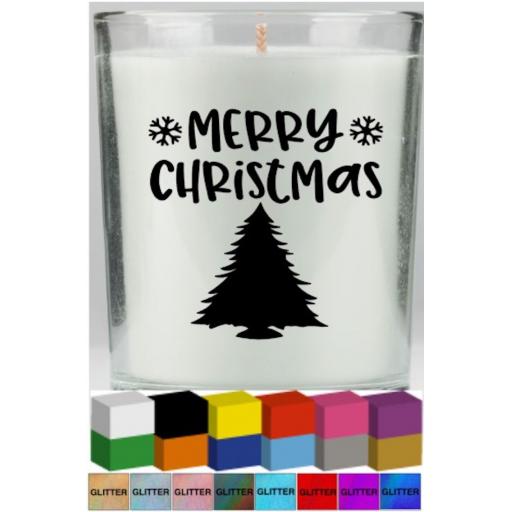 Merry Christmas Tree Candle Decal / Sticker / Graphic