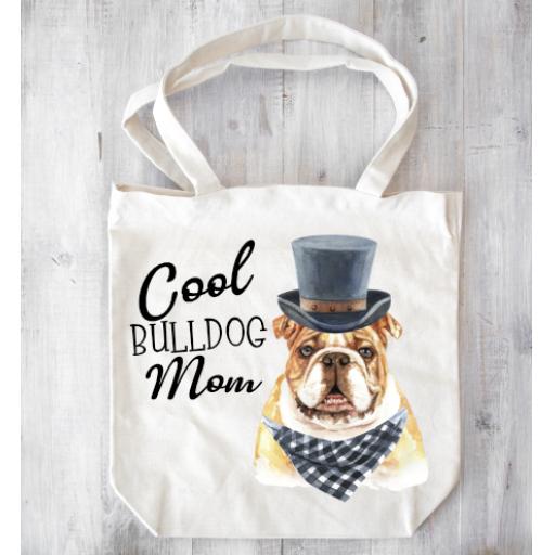 Cool Bulldog Mom printed Tote bag