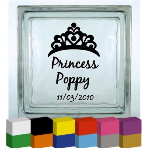 Princess Personalised Vinyl Glass Block / Photo Frame Decal / Sticker/ Graphic