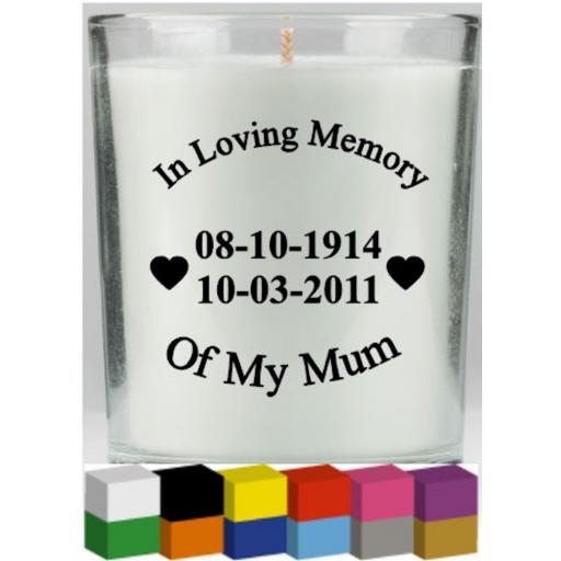 In Loving Memory Personalised Candle Decal / Sticker / Graphic