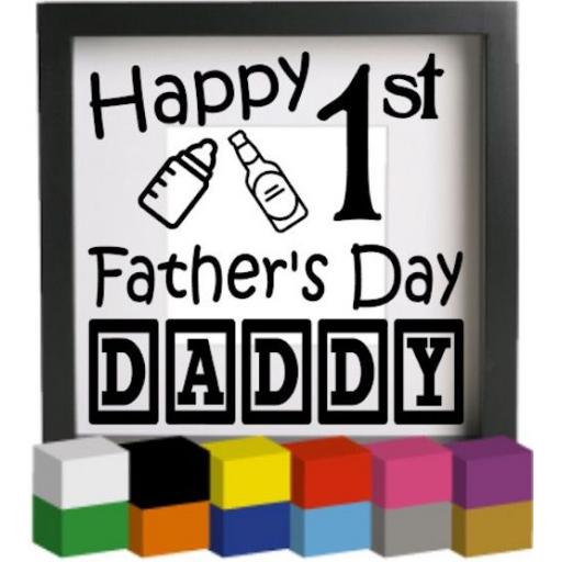 Happy 1st Father's Day Vinyl Glass Block / Photo Frame Decal / Sticker/ Graphic