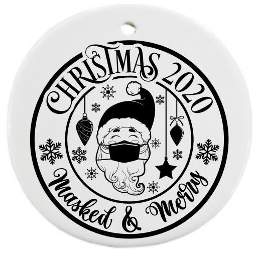 Christmas 2020 Masked & Merry Bauble Sticker / Decal / Graphic