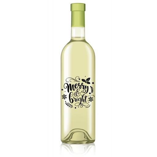 Merry and Bright Bottle Vinyl Decal / Sticker / Graphic