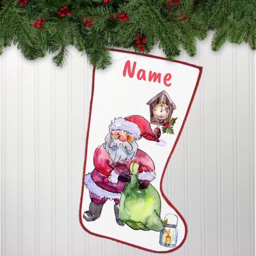 Watercolour Santa Personalised Stocking