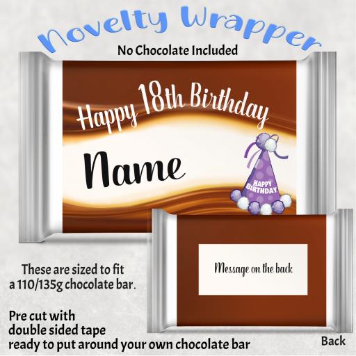 Birthday (Any Number) Hat Chocolate Bar Wrapper