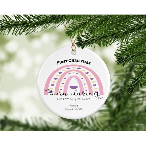 First Christmas Born during Lockdown Personalised Ceramic Christmas Ornament / Bauble