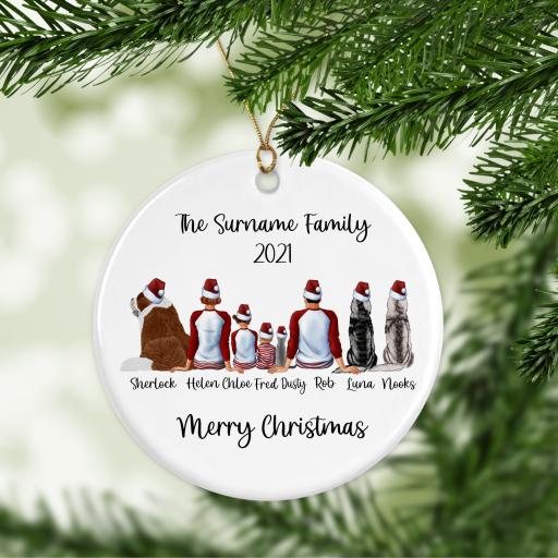 Personalised Family Christmas Tree Ornament / Bauble