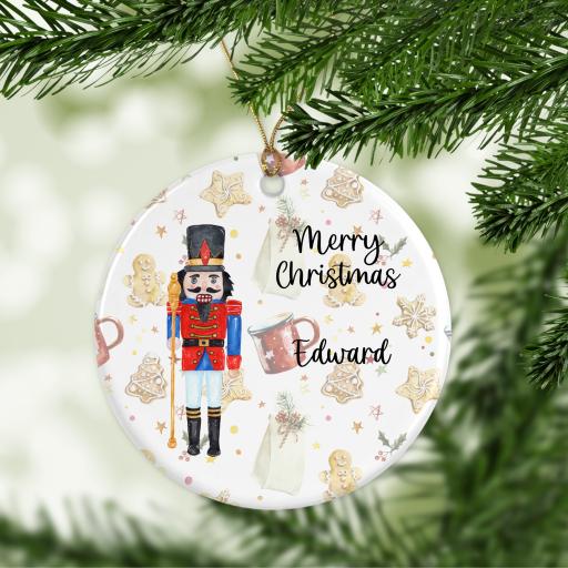 Nutcracker Personalised Ceramic Christmas Ornament / Bauble