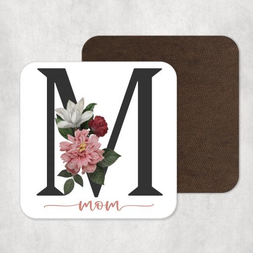 Name Watercolour Flower Personalised Coaster