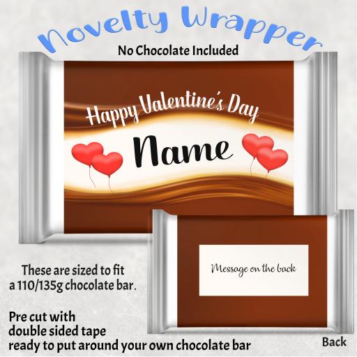 Happy Valentines Day Hearts Personalised Chocolate Bar Wrapper